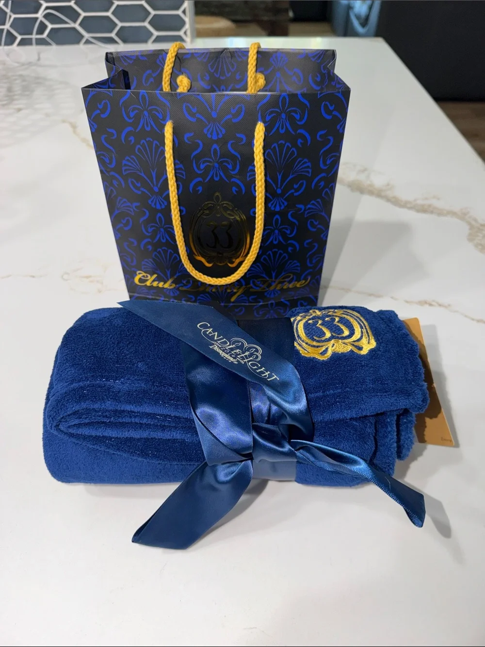 NWT Disney Club 33 Candlelight 2014 Plush Blue Throw Blanket Rare